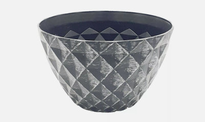  - Recycled Plastic Planter Pot10" Diamond Grey Brush