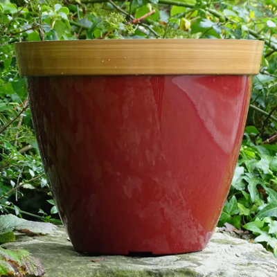  - Recycled Plastic Planter Pot12" Provence Ruby Red