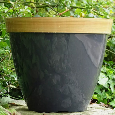 - Recycled Plastic Planter Pot12" Provence Charcoal Grey
