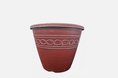  - Recycled Plastic Planter Pot11" Infinity Round Terracotta White