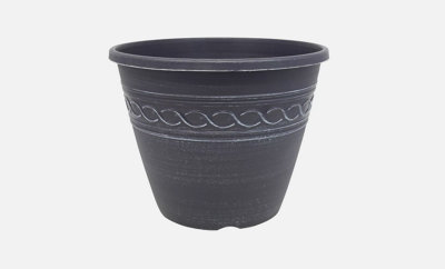  - Recycled Plastic Planter Pot11" Infinity Round Grey White