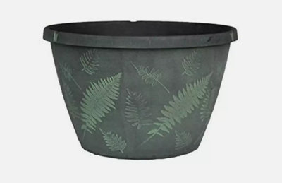  - Recycled Plastic Planter Pot11" Fern Bowl Black Green