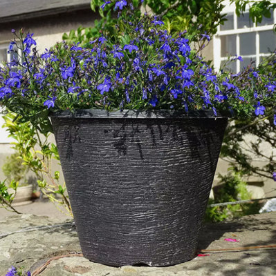  - Recycled Plastic Planter Pot11" Tempest Black Silver