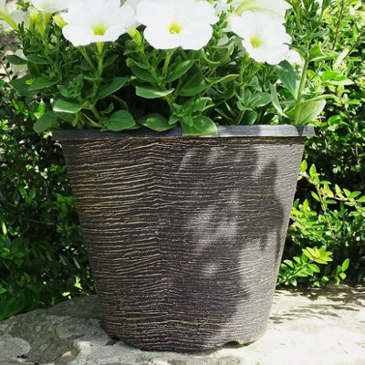  - Recycled Plastic Planter Pot11" Tempest Black Gold