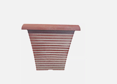  - Recycled Plastic Planter Pot10" Tall Tapered Terracotta White
