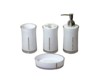 4 Pieces Acrylic Bathroom Accessories Set - White