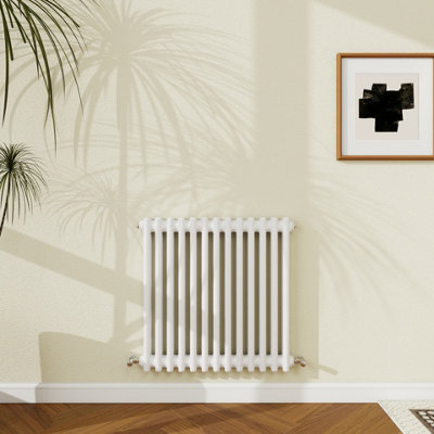 Probaty Bathrooms 600X605mm Cast Iron Style Traditional Radiator 2 Column Horizontal White Central Heating Radiator from B&Q