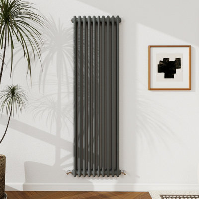 B&Q -  1500X470mm Cast Iron Style Traditional Radiator 2 Column Vertical Anthracite Central Heating Radiator