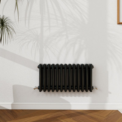 B&Q -  300X605mm Cast Iron Style Traditional Radiator 3 Column Horizontal Black Central Heating Radiator