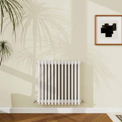 Probaty Bathrooms 600X605mm Cast Iron Style Traditional Radiator 3 Column Horizontal White Central Heating Radiator from B&Q