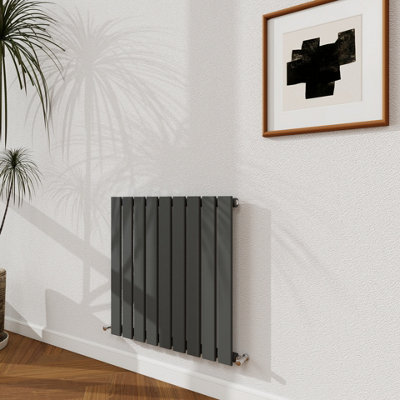 Probaty Bathrooms 600X612mm Anthracite Horizontal Design Radiator Single Panel Modern Central Heating Flat Panel Radiators from B&Q