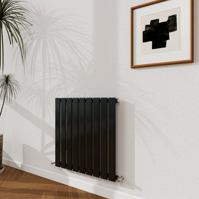 Probaty Bathrooms 600X612mm Black Horizontal Design Radiator Single Panel Modern Central Heating Flat Panel Radiators from B&Q