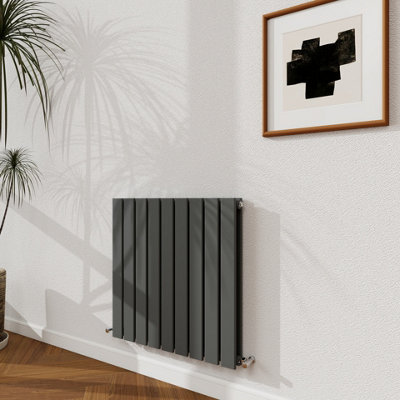 Probaty Bathrooms 600X612mm Anthracite Horizontal Design Radiator Double Panel Modern Central Heating Flat Panel Radiators from B&Q