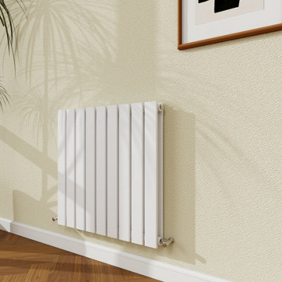 Probaty Bathrooms 600X612mm White Horizontal Design Radiator Double Panel Modern Central Heating Flat Panel Radiators from B&Q