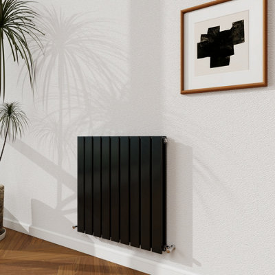 Probaty Bathrooms 600X612mm Black Horizontal Design Radiator Double Panel Modern Central Heating Flat Panel Radiators from B&Q