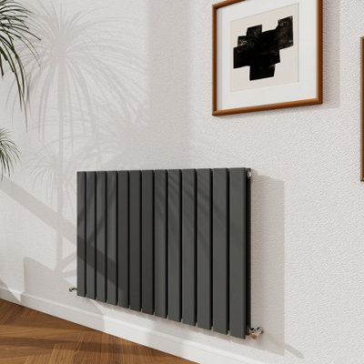 Probaty Bathrooms 600X884mm Anthracite Horizontal Design Radiator Double Panel Modern Central Heating Flat Panel Radiators from B&Q