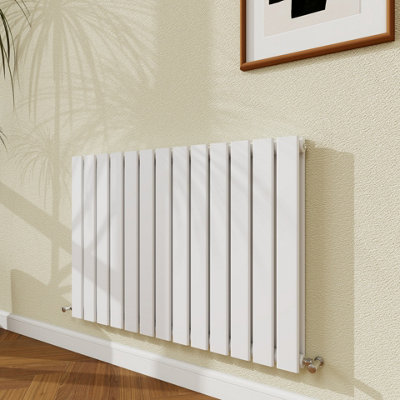Probaty Bathrooms 600X884mm White Horizontal Design Radiator Double Panel Modern Central Heating Flat Panel Radiators from B&Q
