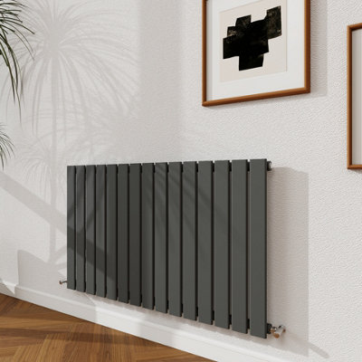 Probaty Bathrooms 600X1020mm Anthracite Horizontal Design Radiator Single Panel Modern Central Heating Flat Panel Radiators from B&Q