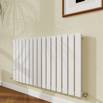 Probaty Bathrooms 600X1020mm White Horizontal Design Radiator Single Panel Modern Central Heating Flat Panel Radiators from B&Q