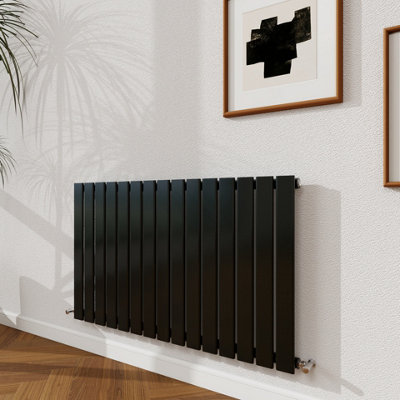 Probaty Bathrooms 600X1020mm Black Horizontal Design Radiator Single Panel Modern Central Heating Flat Panel Radiators from B&Q