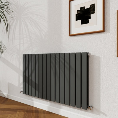 Probaty Bathrooms 600X1020mm Anthracite Horizontal Design Radiator Double Panel Modern Central Heating Flat Panel Radiators from B&Q