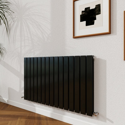 Probaty Bathrooms 600X1020mm Black Horizontal Design Radiator Double Panel Modern Central Heating Flat Panel Radiators from B&Q