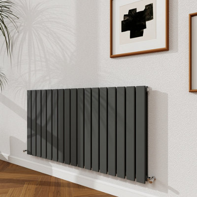 Probaty Bathrooms 600X1156mm Anthracite Horizontal Design Radiator Double Panel Modern Central Heating Flat Panel Radiators from B&Q