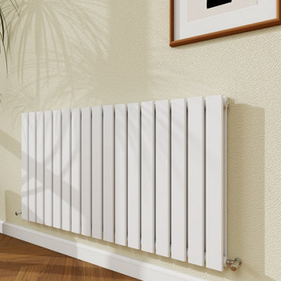 Probaty Bathrooms 600X1156mm White Horizontal Design Radiator Double Panel Modern Central Heating Flat Panel Radiators from B&Q