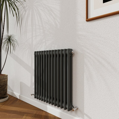 Probaty Bathrooms 600X605mm Traditional Radiator Cast Iron Style 2 Column Horizontal Anthracite Central Heating Radiator from B&Q