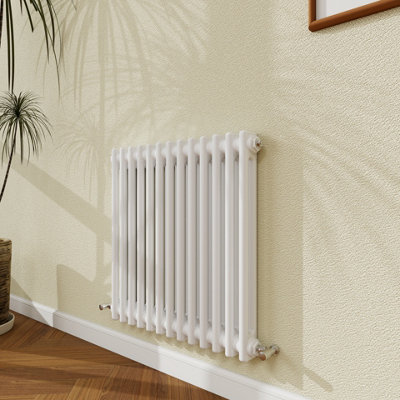 Probaty Bathrooms 600X605mm Traditional Radiator Cast Iron Style 2 Column Horizontal White Central Heating Radiator from B&Q