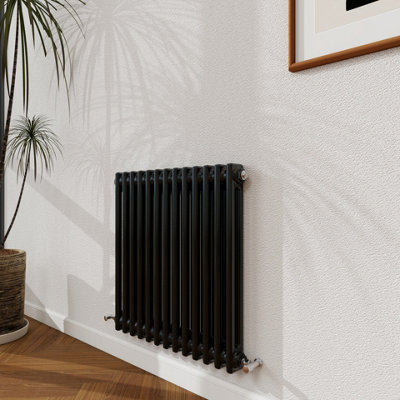 Probaty Bathrooms 600X605mm Traditional Radiator Cast Iron Style 2 Column Horizontal Black Central Heating Radiator from B&Q