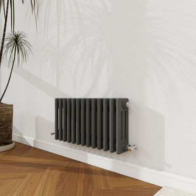 B&Q -  300X605mm Traditional Radiator Cast Iron Style 3 Column Horizontal Anthracite Central Heating Radiator
