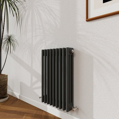 B&Q -  600X425mm Traditional Radiator Cast Iron Style 3 Column Horizontal Anthracite Central Heating Radiator