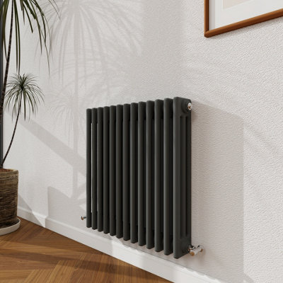 Probaty Bathrooms 600X605mm Traditional Radiator Cast Iron Style 3 Column Horizontal Anthracite Central Heating Radiator from B&Q