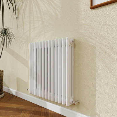 Probaty Bathrooms 600X605mm Traditional Radiator Cast Iron Style 3 Column Horizontal White Central Heating Radiator from B&Q