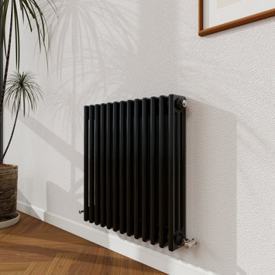 Probaty Bathrooms 600X605mm Traditional Radiator Cast Iron Style 3 Column Horizontal Black Central Heating Radiator from B&Q