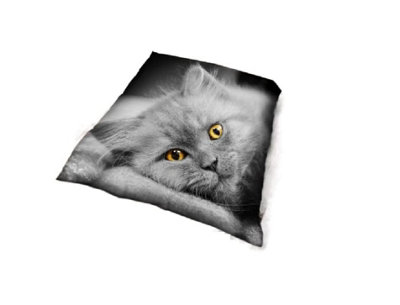 B&Q 3D Wildlife Cat Printed Warm & Cozy Throws