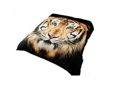 B&Q 3D Wildlife Tiger Face Printed Warm & Cozy Throws