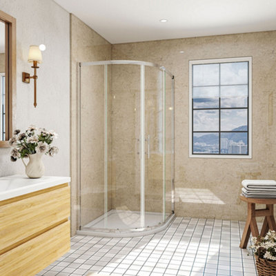 SLINE 1200X900X1850mm Quadrant Shower Enclosure+1200X900mm Left Stone Tray Waste+Riser Kit from B&Q