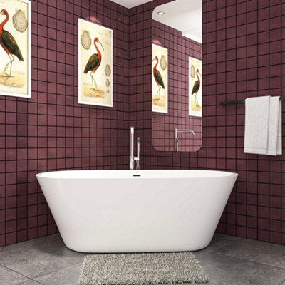 SLINE Modern Design Bathroom Freestanding Double Ended 1700X800mm Bath Bathtub from B&Q