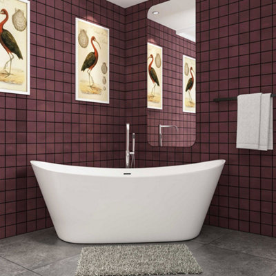 SLINE Modern Design Bathroom Freestanding Double Ended 1700X720mm Bath Bathtub from B&Q