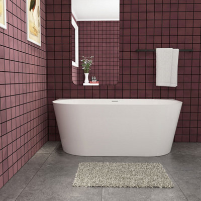 SLINE Modern Design Back To Wall 1500X750mm Double Ended Bath Acrylic Bathtub from B&Q