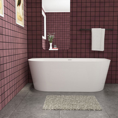 SLINE Modern Design Back To Wall 1700X800mm Double Ended Bath Acrylic Bathtub from B&Q