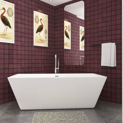 SLINE Modern Freestanding 1700X800mm Double Ended Bath Integral Waste & Overflow from B&Q