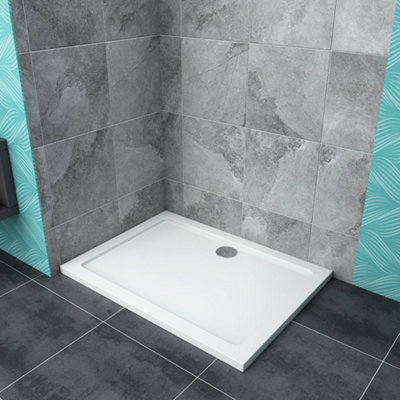 SLINE 1800X900X30mm Slimline Rectangle Shower Enclosure Stone Tray Free Waste from B&Q