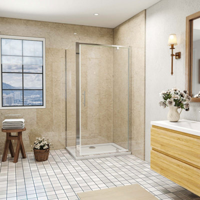 SLINE 1000X800X1850mm Pivot Shower Door Enclosure Cubicle from B&Q