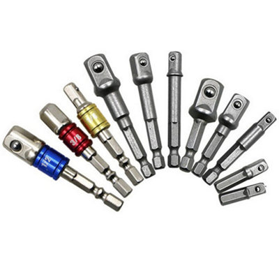 Cr-V Socket Adapter Drill Bit Hex Shank Socket Driver Extension 8Pcs from B&Q