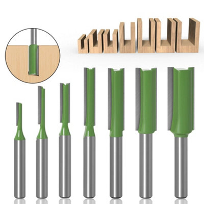 7Pcs Router Bit Set 6mm Shank Straight Cutter Woodworking Router Bits from B&Q