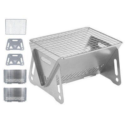 B&Q Ultra-Light Foldable Camping Wood Stove - Stainless Steel Portable Bbq & Cooking Stove