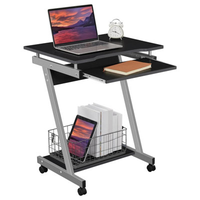 Yaheetech Z-Shaped Small Computer Desk With Sliding Keyboard 4 Wheels For HomePc Table Movable Portable On Laptop Foldaway from B&Q